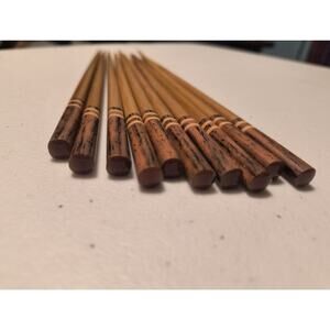 Asian Kitchen Bamboo Chopsticks, 9 Inch, 5-Pair, Lacquered Finish Fancy Reusable